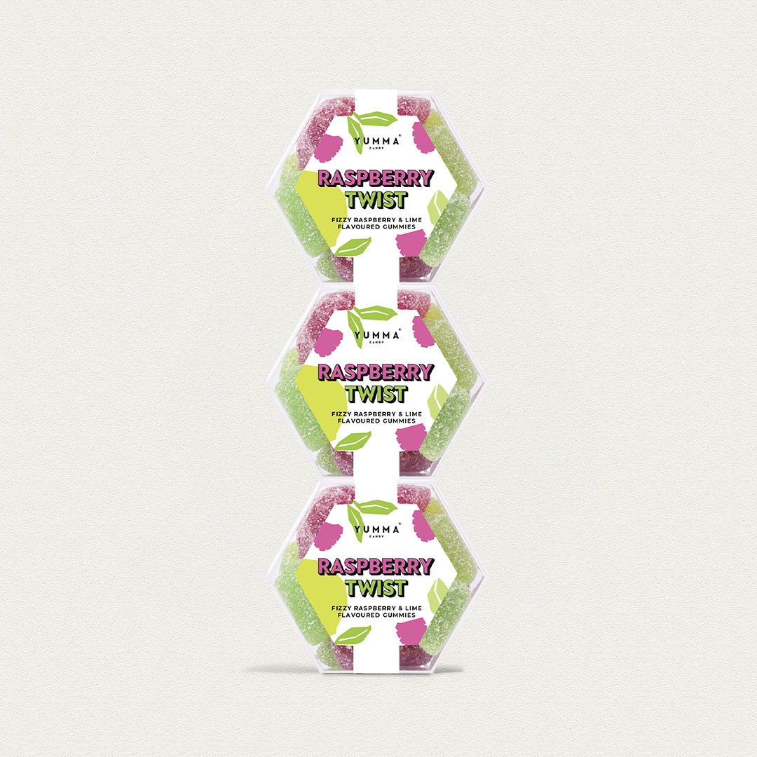 Raspberry Twist Hexagon Bundle (3 x 99g) – Yumma Candy